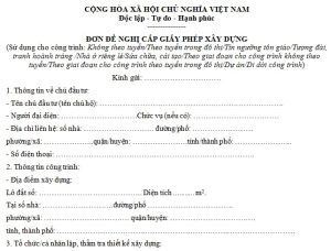 Mẫu đơn đề nghị cấp giấy phép xây dựng mới nhất 2025?
