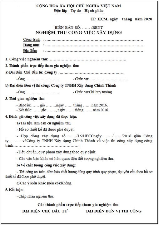 Tổng hợp các mẫu biên bản nghiệm thu mới nhất năm 2023 - UBot : UBot