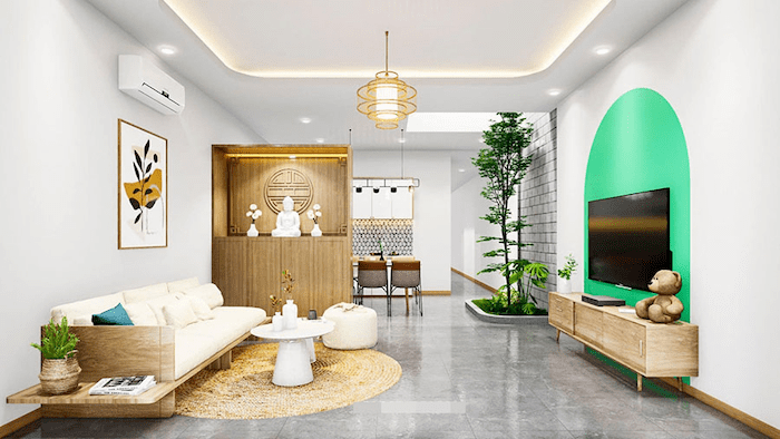 35 Mẫu thiết kế nội thất phòng khách nhà cấp 4 đẹp, hiện đại