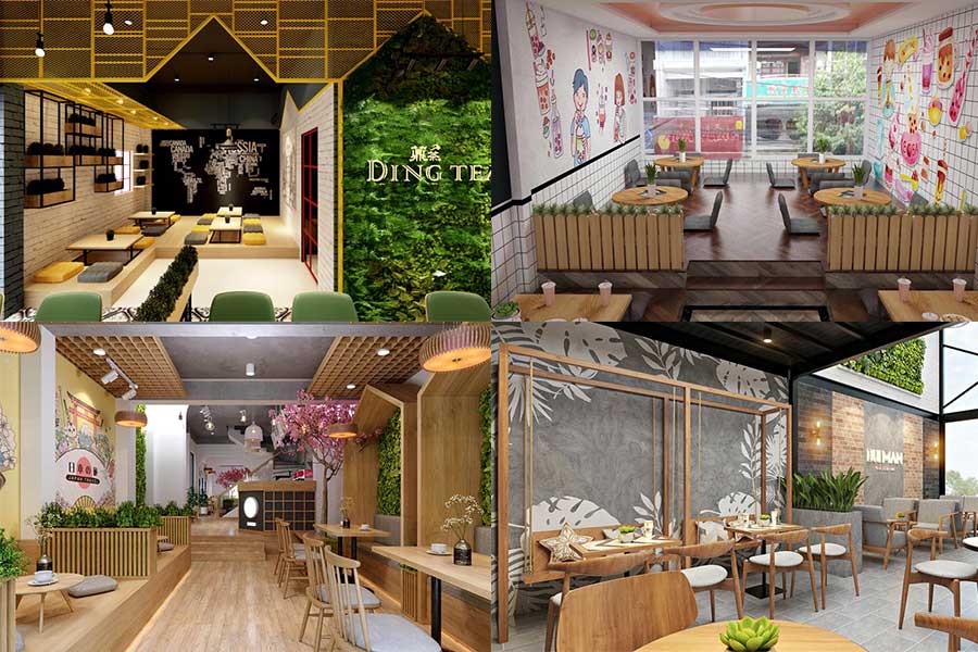 35+ mẫu thiết kế quán trà sữa ngồi bệt đẹp, độc đáo 2025